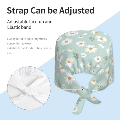 Image of Working Cap Scrub Cap with Sweatband Adjustable Unisex Women Tie Back Hat Nurse Surgical Caps