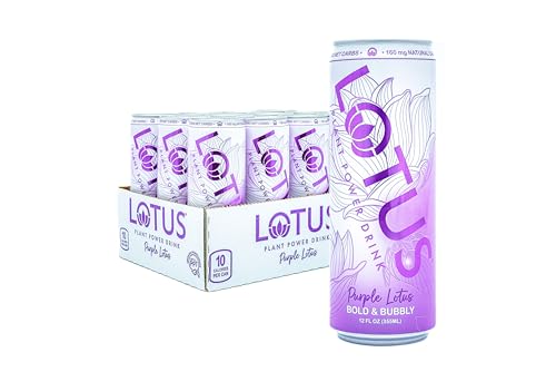 Purple Lotus Plant Power Drink™ | Sugar Free, Low Calorie | 160 mg Natural Caffeine from Green Coffee Bean | Plant-Based Ingredients | Zero Sugar | 10 Calories | 12 oz Cans | 12 Count