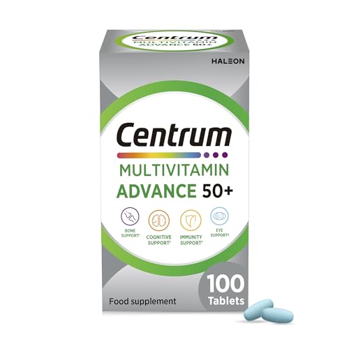 Centrum Advance 50+ Tablets Multivitamin & Mineral Supplements with 24 essential nutrients including vitamin D C Zinc 100 ct (Product may vary).