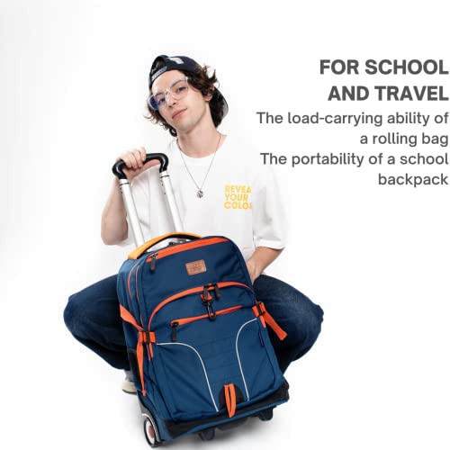 Image of J World Lunar Rolling Backpack. Laptop Bag With Wheels. Wheeled Carry-On Travel Luggage, Black, 19.5 x 13 x 8 Inches