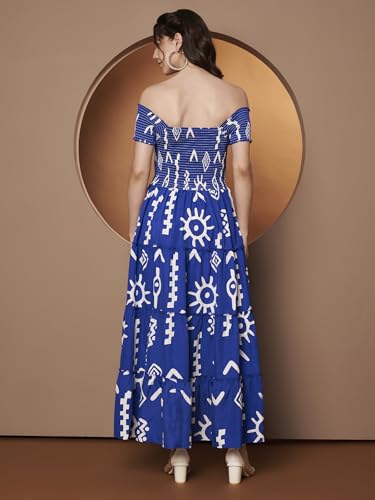 Image of ZWERLON | Dress for Women | Elegant Off-Shoulder Tiered Maxi | Short Sleeve Ruffle Detail | Casual Chic Look