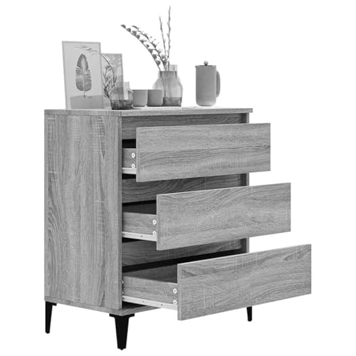 Aparador gris Sonoma con cajones y mueble auxiliar de madera de 60 cm 6