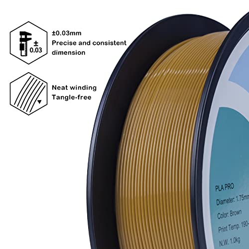 Image of ZIRO 3D Printer Filament, 1.75mm PLA Filament, Plastic Reel 2.2lbs, Brown | Fit for Most FDM 3D Printer, 1.75mm 1KG Spool, Dimensional Accuracy + /-0.03mm, Colorful PLA FilamenT