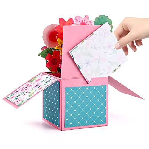 Giiffu 3D Flower Bouquet Pop Up Card, Handmade 3D Flowers Box Greeting Cards For Her With Note Card And Envelope For All Occasion, Valentine's Day, Birthday, Christmas, Thanksgiving, Thank You Card #TOP2