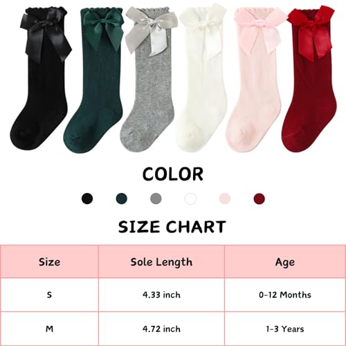 Uttpll Toddlers-Leggings-Ruffled-Uniform-Stockings Baby Girls Bow Knee High Socks Long Cotton Tube Socks Infant Boys Boot Dress Socks Black 0-6 Months thumb #5
