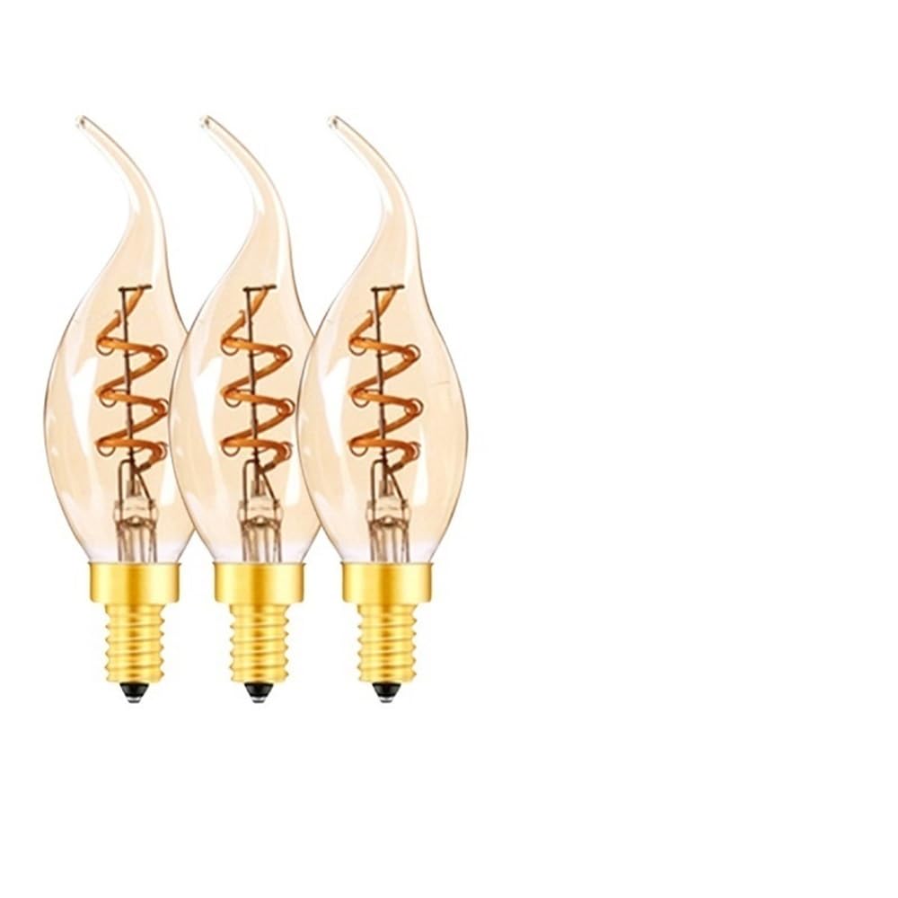 YSJX lighting, Paquete de 20, bombilla LED de filamento flexible suave AC220V E14 3W C35T amarillo cálido 2200K fuente de luz de lámpara de vela Bombillas para el hogar