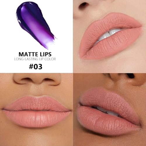 Image of evpct Warm Nude Pink Lip Stain Peel Off, Matte Finish Transfer Proof Lips Liner Stain Peel off Lip Tint Gloss Makeup, Long Lasting Waterproof Lipstick Highly Pigmented 24 Hours Original Lips Stains