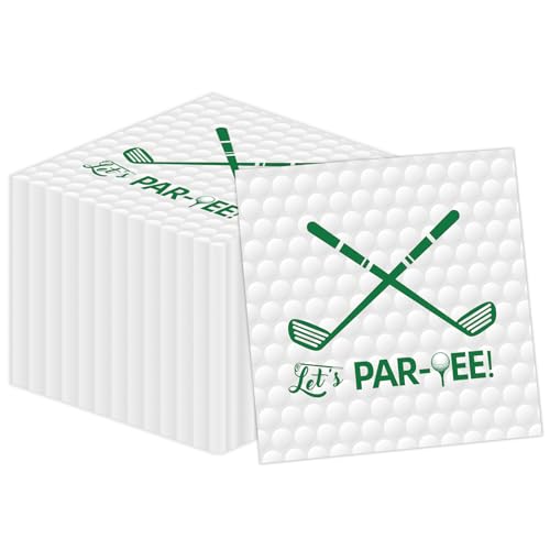 50PCS Golf Paper Napkins Party Decorations Disposable Luncheon Napkins Cocktail Napkins Sports Theme for Kids Birthday Baby Shower Hole in One First Golf Theme Party Supplies