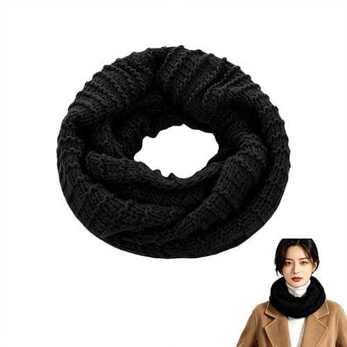 Image of BAISEBAOFU Infinity Scarf for Women UK,Knitted Warm Neck Warmer Women, Soft Winter Circle Scarf for Daily & Outdoor Use (Black)