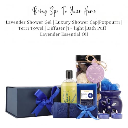 Image of BodyHerbals Lavender Bath & Body Care Gift Set - 8 Pcs Luxury Spa Kit with Accessories | Vegan Skincare Gift Set for Women & Men | Diwali, Birthday, Anniversary, Wedding, Raksha Bandhan & Special Occasions