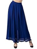 Choies Women's Chiffon Pleated Plain Elastic Waist Wide Leg Palazzo Pants