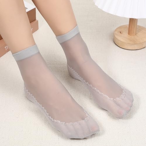 Image of InnoHHustle Sheer Socks, 12 Pairs Nylon Socks for Women Sheer Ankle Sock Women Ankle Stockings Silk Sock