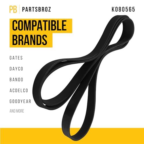 PartsBroz K080565 Micro-V Serpentine Drive Belt - Compatible with Gates Dayco Bando ACDelco Goodyear Continental - Replaces K080565HD, 8K565, 201167, 201710, 202564, 202649, 202666, 202698, 202941