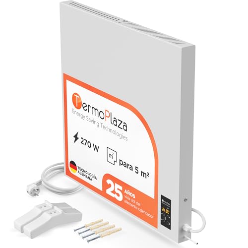 Termoplaza Radiador Electrico Bajo Consumo 270 Vatios hasta 5m2 - Infrarrojo Calefaccion - Convector Electrico Bajo Consumo - Blanco Calefactor Bajo Consumo Electricos - Paneles Calefactores Pared