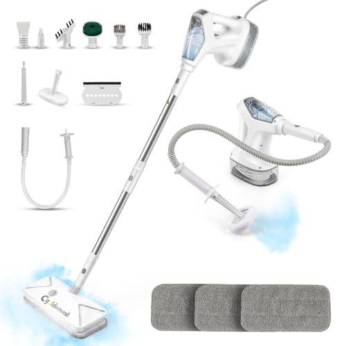 CGOLDENEWALL Mopa a Vapor Multifunción, Depósito de Agua de 295ml, 2 Ajustes de Vapor, Elimina Bacterias, Apto para Pisos Duros, Cocinas, Alfombras, Ventanas, Baños