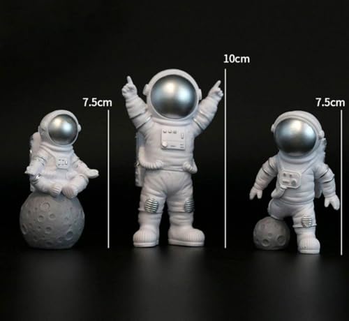 Image of VRB DecTM 3pcs Astronaut Miniature Showpiece Set for Home Decor, car Dashboard,Valentine,Living Room,Gifts Figurines,Cake Decoration Items-Resin (3 Pcs Small Silver Astronaut showpiece)