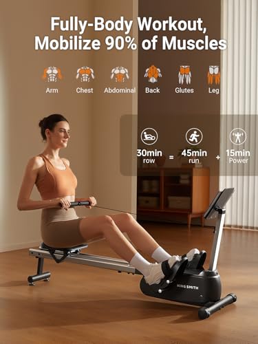Image of KINGSMITH Rowing Machines for Home Foldable, Compact Row Machine, 400LB & 350LB Weight Capacity, Folding Rower Machine with Adjustable Resistance, Data Monitor, App Supported