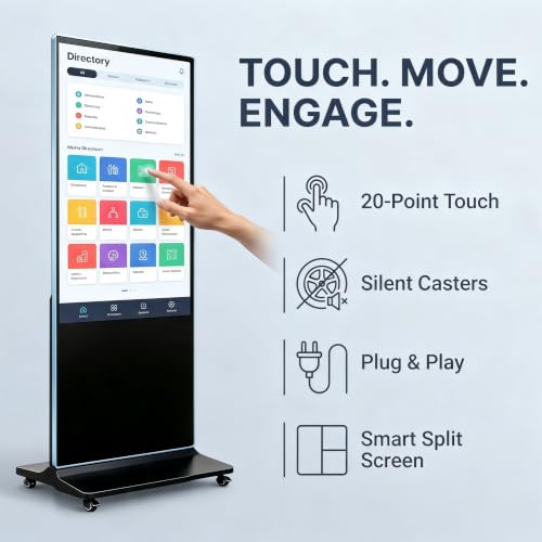 Image of 65 Inch Digital Signage Display Kiosk, Android Digital Display Board Build-in IPS 4K Touchscreen with CMS Software for Image & Video Playback, HDMI /USB /Wi-Fi Input & Mobile App Control