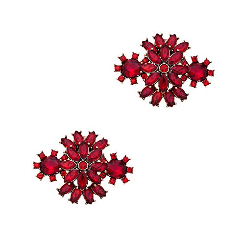 Clips de chaussures strass fleur rouge pour décoration de fête