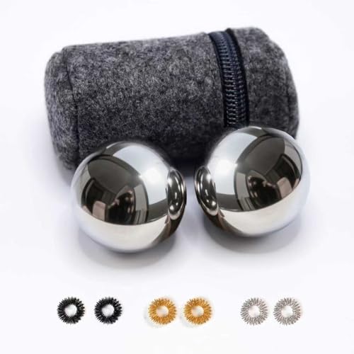 2.1-inch Stainless Steel Chiming Baoding Balls Chinese Health Balls for Hand Therapy, Exercise & Stress Relief (Without Bell Sound)