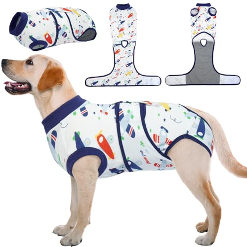 Kuoser Recovery Suit for Dogs Cats After Surgery, Professional Pet Recovery Shirt Dog Abdominal Wounds Bandages, Substitute E-Collar & Cone,Prevent Licking Dog Onesies Pet Surgery Recovery Suit