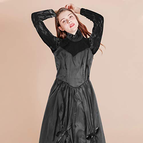 Fantasia de bruxa adulta SOIMISS para Halloween, chapéu clássico, vestido de feitiço, preto