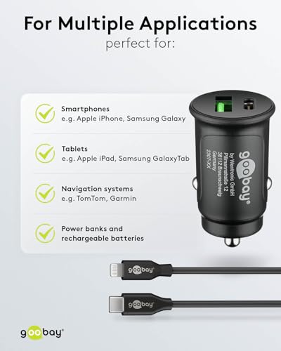 Cargador de coche USB C Goobay que soluciona la batería baja al conducir 5