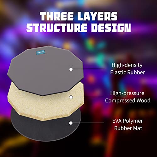 Musfunny Drum Practice Pad And Sticks Set 12 Inch Silent Snare Drum Pads Double Sided Drum Mute Pads With 5A Drum Sticks Storage Bag For Practice Drumming (12 Inch Black) #TOP5