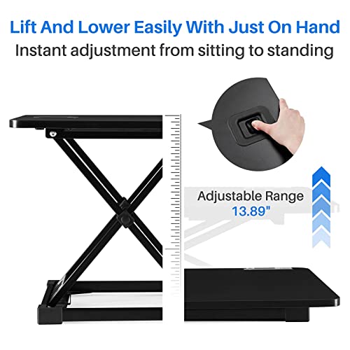 Sunon Desk Converter Ergonomic Standing Desktop Gas Spring Height Adjustable/Table Riser, Sit Stand Converter Dual Monitor Laptop Computer for Home... - Image 3