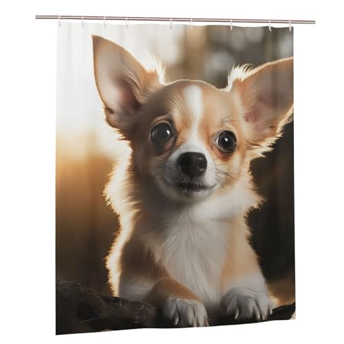 Rideau de douche imperméable chihuahua pour éviter l'eau sur le sol - 3