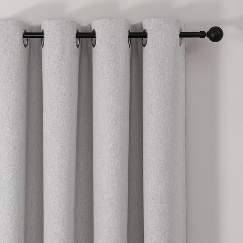 Image of Joydeco 100% Blackout Curtains 84 Inch Long 2 Panels Set, Thermal Insulated Long Curtains& Drapes 2 Burg, Room Darkening Drapes for Bedroom Living Room Window (Greyish White, W52 x L84 Inch)