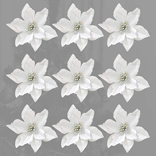 NUOBESTY 36pcs Christmas Poinsettia Flowers Artificial Glitter Flower Christmas Xmas Tree Ornaments for Home Bar Shop Decorations - Image 4