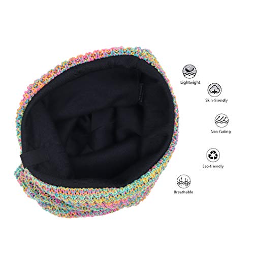 Ruphedy Women Slouchy Beanie Hat Knit Long Baggy Slouch Skull Cap For Winter (B08W-Blue/Confetti) #TOP2