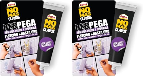 Pattex No Más Clavos Des-Pega, adhesivo de montaje fuerte y fácilmente, resistente al agua con poder de fijación de hasta 6 kg y alto agarre inicial, transparente, 44 g (El embalaje puede variar)