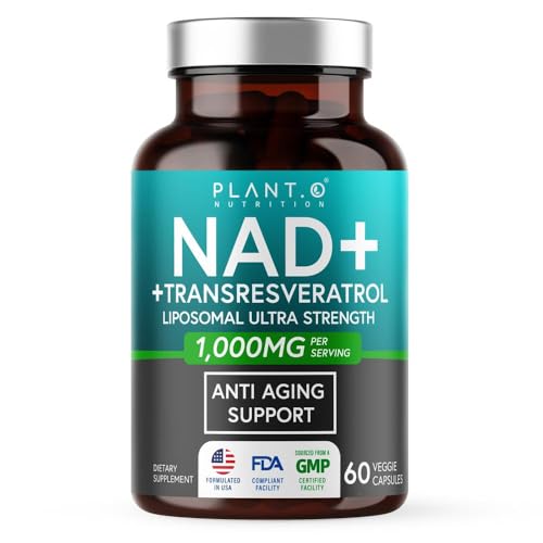 NAD Supplement High Purity (500mg of 95% Pure NAD Plus) with Resveratrol - NMN and Nicotinamide Riboside Alternative for Energy, Anti-Aging, Cell Regeneration, Focus – 60 Pills