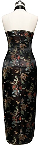 7Fairy Women\'s Black Backless Long Chinese Prom Dress Dragon Halter Size 8 US