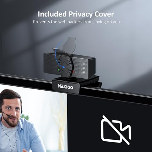 Image of NexiGo N60 Pro (Gen 2) 1080P Webcam with Distortion-Free Lens, USB A to Type-C Data Cable, Noise Reduction Mic & Privacy Cover, for Zoom /Skype /Teams /Webex, Laptop MAC PC Desktop