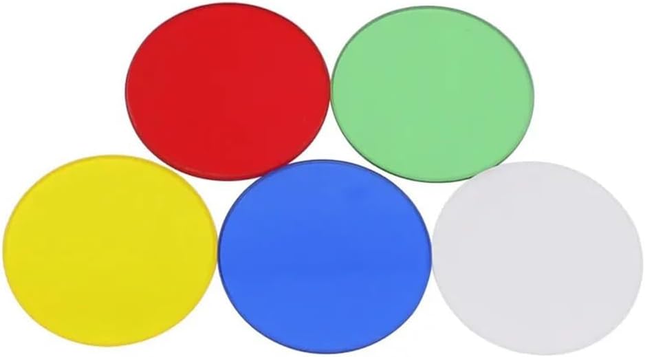 ZTBH Microscope Accessories Kit 5 pieces Microscope Filters 32 35 42 45mm Optional Green Blue Yellow White Red Transparent Frosted Optical Glass Microscope Slides(32mm)