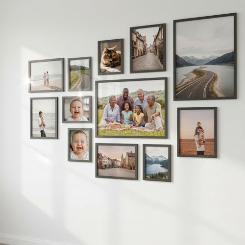 Image of HOTHOUSE Photo Frame For Wall | Aesthetic Collage Picture Frames For Wall Decor | Rectangular Photo Frames For Home Decor Office Livingroom Bedroom | Set of 12 (BLACK, Combo-5)
