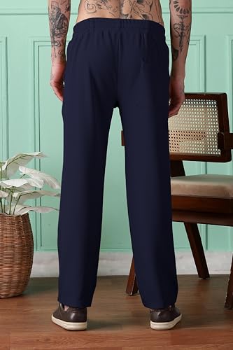 Image of SWADESI STUFF Men Mid-Rise Straight Fit Track Pants for Men | Stretchable Gym Wear Joggers | Casual Sports Track Pant with Pockets & Drawstring