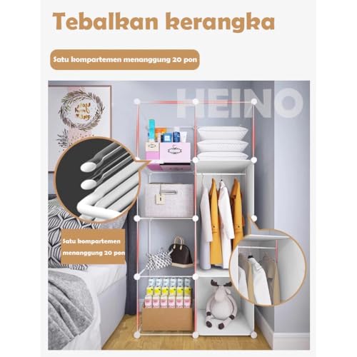 Image of Kids Plastic Collapsible Wardrobe Organizer for Storage | Cute Cartoon Design | Heavy Duty Cloth Organizer for Storage | Easy to Assemble | Perfect for Kids Room & Home (White)