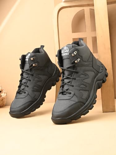 Image of Leo's Fitness Waterproof Canvas High Ankle Boots for Trekking Hiking & Other Casual Purpose