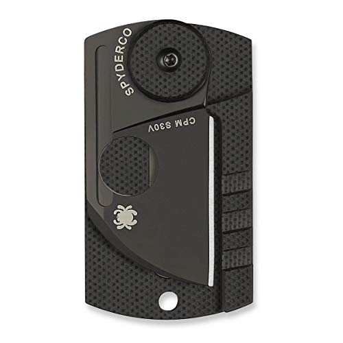Spyderco Dog Tag Non-Locking Knife with 1.23" CPM S30V Steel Blade and Durable Black Carbon Fiber Handle - PlainEdge - C188CFBBKP - Image 2
