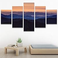 SIGNWIN 5 Panel Canvas Wall Art Orange Sunset for Home Decorations Ready to Hang - 60