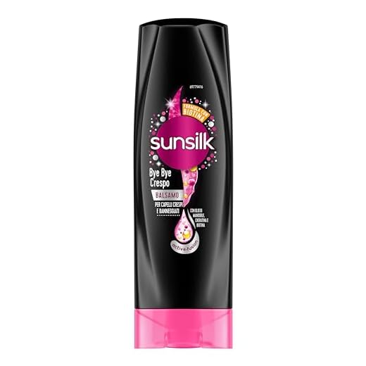 Sunsilk, Balsamo Bye Bye Crespo, per Capelli Crespi, Dona Capelli Morbidi, Visibilmente Sani e Luminosi, Formula Active Fusion Arricchita con Olio di Macadamia, Elastina e Biotina, 200 ml