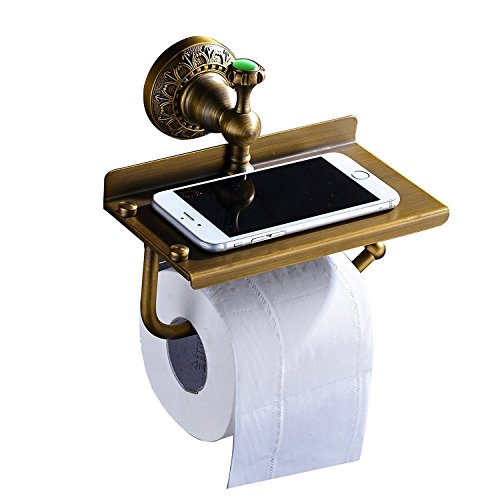Rozin Wall Mounted Multifunctional Toilet Paper Holder Antique Brass