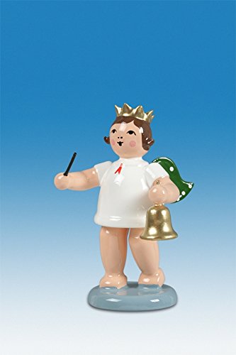 Ange de Noël en bois suspendu décoration Avent avec cloche 6cm