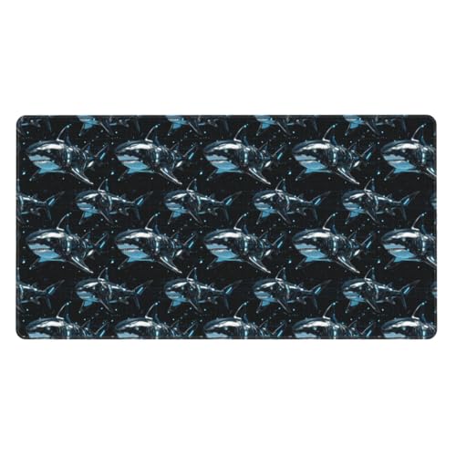 Grand tapis de souris de jeu requin bleu en caoutchouc pour bureau