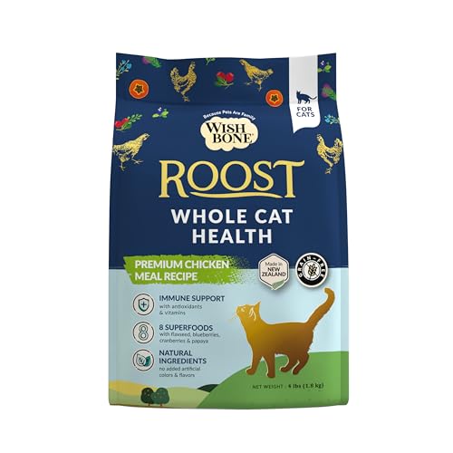 Wishbone Roost New Zealand Chicken, Gluten Free, Grain Free Dry Cat Food - Premium Chicken Recipe Cat Food for Overall Pet Health - 4 lb