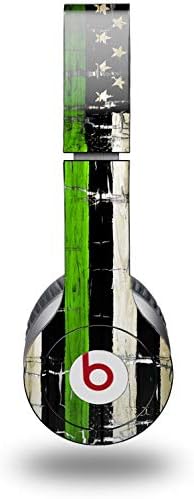 Skin Decal Wrap Works with Original Beats Solo HD Headphones Painted Faded and Cracked Green Line USA American Flag Skin Only (Headphones NOT Included)